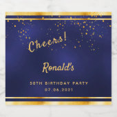 第50回バースデーパーティー海軍ブルー金ゴールド応援 ビールラベル (シングルラベル)