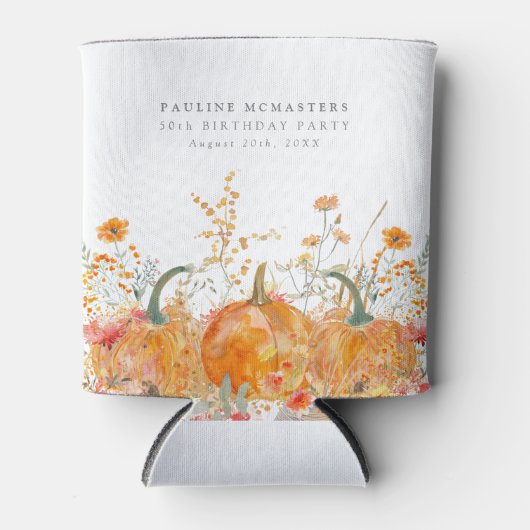 第50回バースデーパーティー秋かぼちゃワイルドフラワーカスタム 缶クーラー (正面)