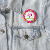 第50回バースデーパーティー素晴らしいピンクのヴィンテージフローラ 缶バッジ (インサイチュ)