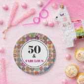 第50回バースデーパーティー素晴らしいピンクモダンサークル ペーパープレート (パーティー)
