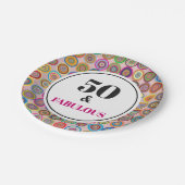 第50回バースデーパーティー素晴らしいピンクモダンサークル ペーパープレート (アングル)