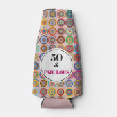 第50回バースデーパーティー素晴らしいピンクモダンサークル ボトルクーラー (正面)