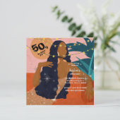 第50回バースデーパーティー美しいレディーパームの葉数: Inv 招待状 (スタンド正面)