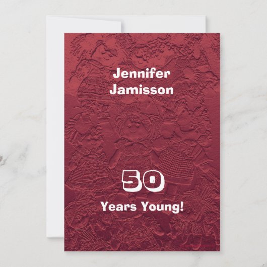 第50回バースデーパーティー赤いぼろの人形の名前、 招待状 (正面)