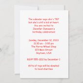 第50回バースデーパーティー赤いぼろの人形の名前、 招待状 (裏面)