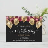 第50回バースデーパーティー赤と金ゴールド 招待状 (スタンド正面)