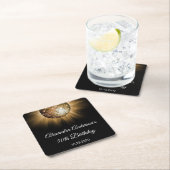 第50回バースデーパーティー金ゴールドディスコボール スクエアペーパーコースター (インサイチュ)