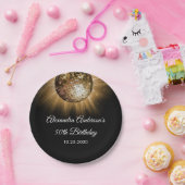 第50回バースデーパーティー金ゴールドディスコボール ペーパープレート (パーティー)