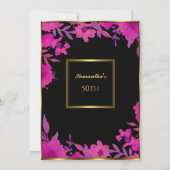 第50回バースデーパーティー金ゴールドピンクフラワーフローラ 招待状 (裏面)