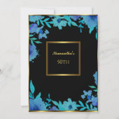 第50回バースデーパーティー金ゴールドブルーフラワーフローラ 招待状 (裏面)