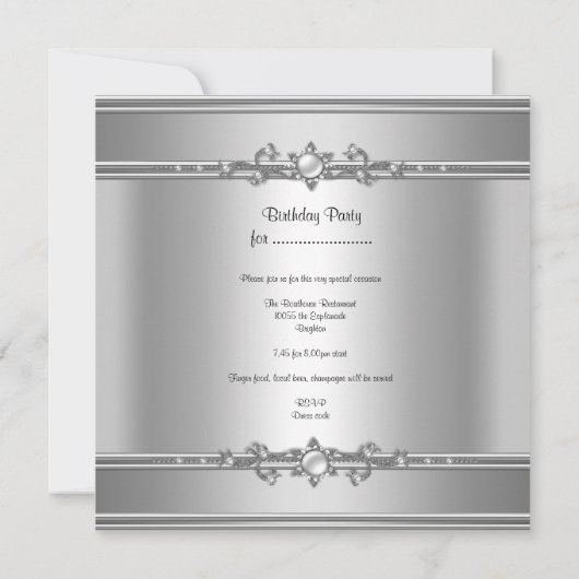 第50回バースデーパーティー銀珠玉ダマスク 招待状 (裏面)