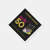 第50回バースデーパーティー音楽ギターロック50 スタンダードカクテルナプキン (角)