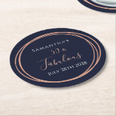 第50回バースデーパーティー50と素晴らしい海軍バラ金ゴールド ラウンドペーパーコースター (アングル)