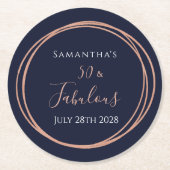 第50回バースデーパーティー50と素晴らしい海軍バラ金ゴールド ラウンドペーパーコースター (正面)