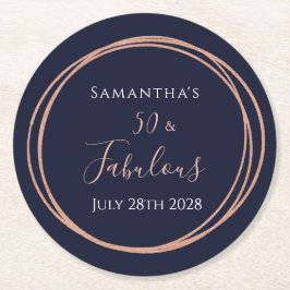 第50回バースデーパーティー50と素晴らしい海軍バラ金ゴールド ラウンドペーパーコースター