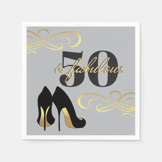 第50回バースデーパーティー50と素晴らしい スタンダードカクテルナプキン (正面)