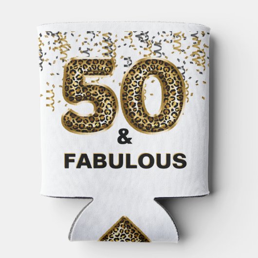 第50回バースデーパーティー50歳と素晴らしいヒョウ 缶クーラー (裏面)