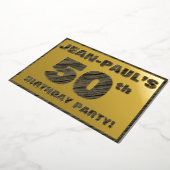 第50回バースデーパーティー – はっきりした、ウッドグフェイクレイン文字 箔招待状 (回転した状態)