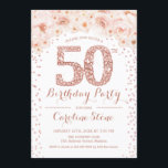 第50回バースデーパーティー – ホワイトローズ金ゴールド 招待状<br><div class="desc">第50回バースデーパーティー招エレガント待デザインのグリッターバラ金ゴールドと白。</div>