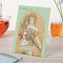 第50回バースデーパーティー,春女神,ヴィンテージアート 台座サイン