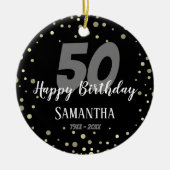 第50回バースデーパーティー(紙吹雪ブラック) セラミックオーナメント (正面)