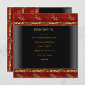 第50回バースデーパーティーAsian Black Red金ゴールド 招待状 (正面/裏面)