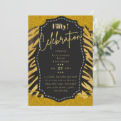 第50回バースデーパーティ招待状グリッターグラマー 招待状 (スタンド正面)