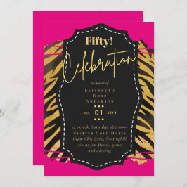 第50回バースデーパーティ招待状グリッターグラマー 招待状