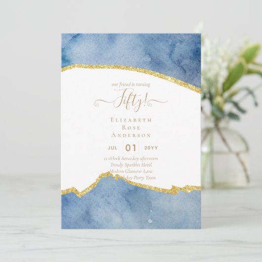 第50回バースデーパーティ招待状グリッターグラマー 招待状 (スタンド正面)