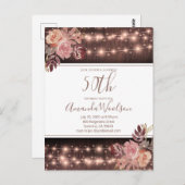 第50回バースデーパーティ素朴ストリングライト花模様P ポストカード (正面/裏面)