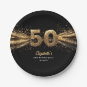 第50回バースデーモダンタパーティー黒と金ゴールド ペーパープレート (正面)