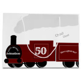 第50回パーソナライズされた蒸気列車誕生日 ラージペーパーバッグ (裏面)