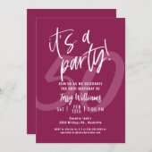 第50回ピンクおもしろい誕生日パーティーへの招待 招待状 (正面/裏面)