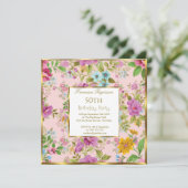 第50回ピンクカラフルフローラガーデンバースデーパーティー 招待状 (スタンド正面)