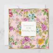 第50回ピンクカラフルフローラガーデンバースデーパーティー 招待状 (裏面)