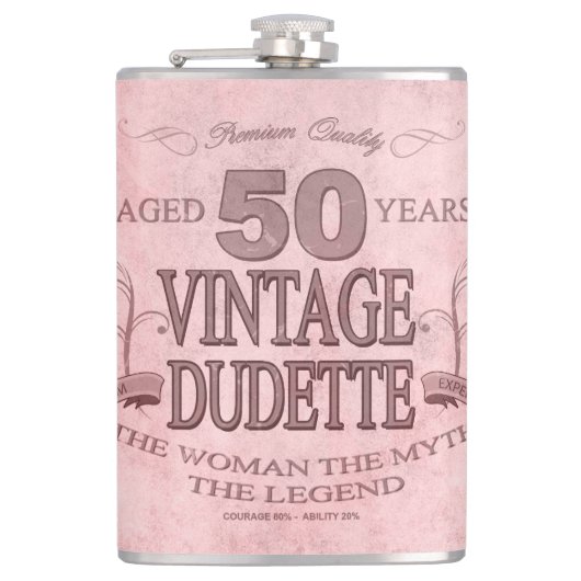 第50回ピンクユーモアヴィンテージスタイルデュデットフラスコ フラスク (正面)