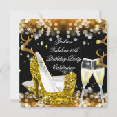 第50回ファブラス金ゴールドグリッターハイヒール誕生日 招待状 (正面)