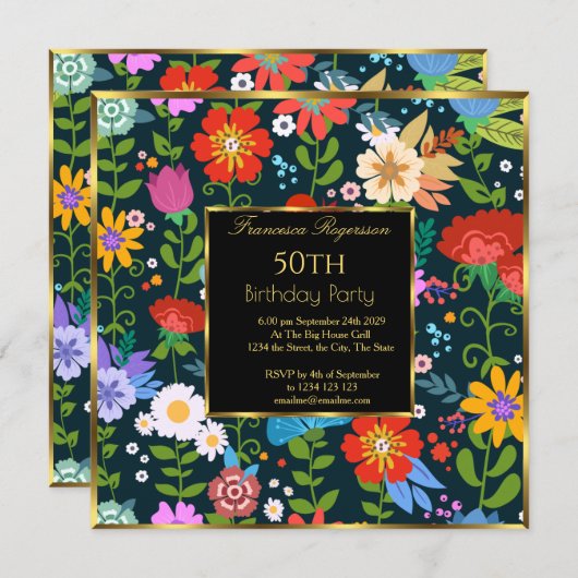 第50回フローラカラフルガーデンバースデーパーティー 招待状 (正面/裏面)