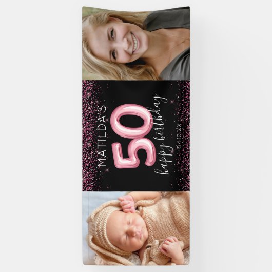 第50回ブラックピンクハッピーバースデーフォトバナー 横断幕 (縦)