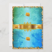 第50回ブルーティール(緑がかった色)誕生日パーティーへの招待 招待状 (裏面)