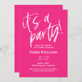 第50回ホットピンクサプライズ誕生日パーティーへの招待 招待状 (正面/裏面)