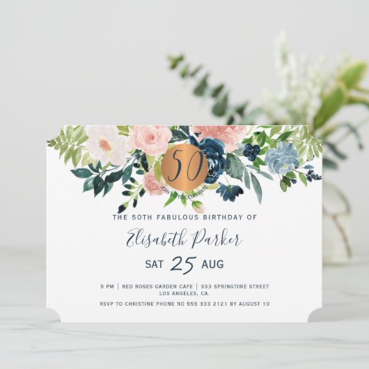 第50回ボーモダンホフラワーウォータースカラー誕生日パーティー 招待状 (スタンド正面)