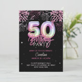 第50回モダンピンクフォイルバルーン花火誕生日 招待状 (スタンド正面)