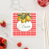 第50回レモイタリアンン植物赤ホワイトパターン スタンダードカクテルナプキン (インサイチュ)