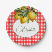 第50回レモイタリアンン植物赤ホワイトパターン ペーパープレート (正面)