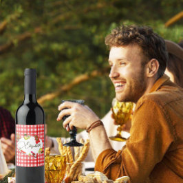 第50回レモイタリアンン植物赤ホワイトパターン ワインラベル