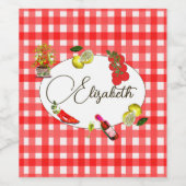 第50回レモイタリアンン植物赤ホワイトパターン ワインラベル (シングルラベル)