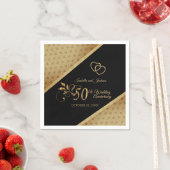 第50回ヴィンテージ金ゴールドハート記念日デザイン スタンダードカクテルナプキン (インサイチュ)