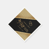 第50回ヴィンテージ金ゴールドハート記念日デザイン スタンダードカクテルナプキン (角)