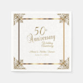 第50回ヴィンテージ金ゴールド記念日デザイン スタンダードカクテルナプキン (正面)
